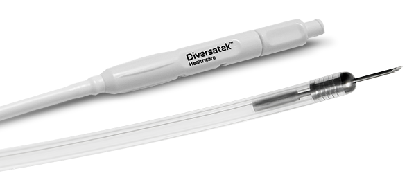  A clear catheter with an optimized inner diameter for the uninterrupted flow of viscous solutions to the injection site.